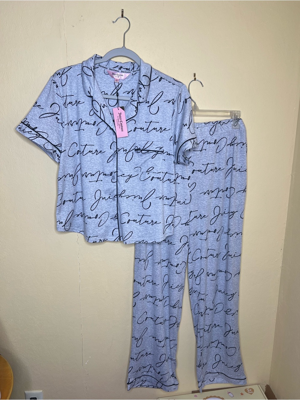 Juicy Couture Gray and black Script Pajama Set